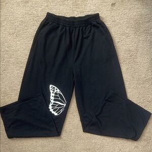 SHEIN Black Joggers with Butterfly Design